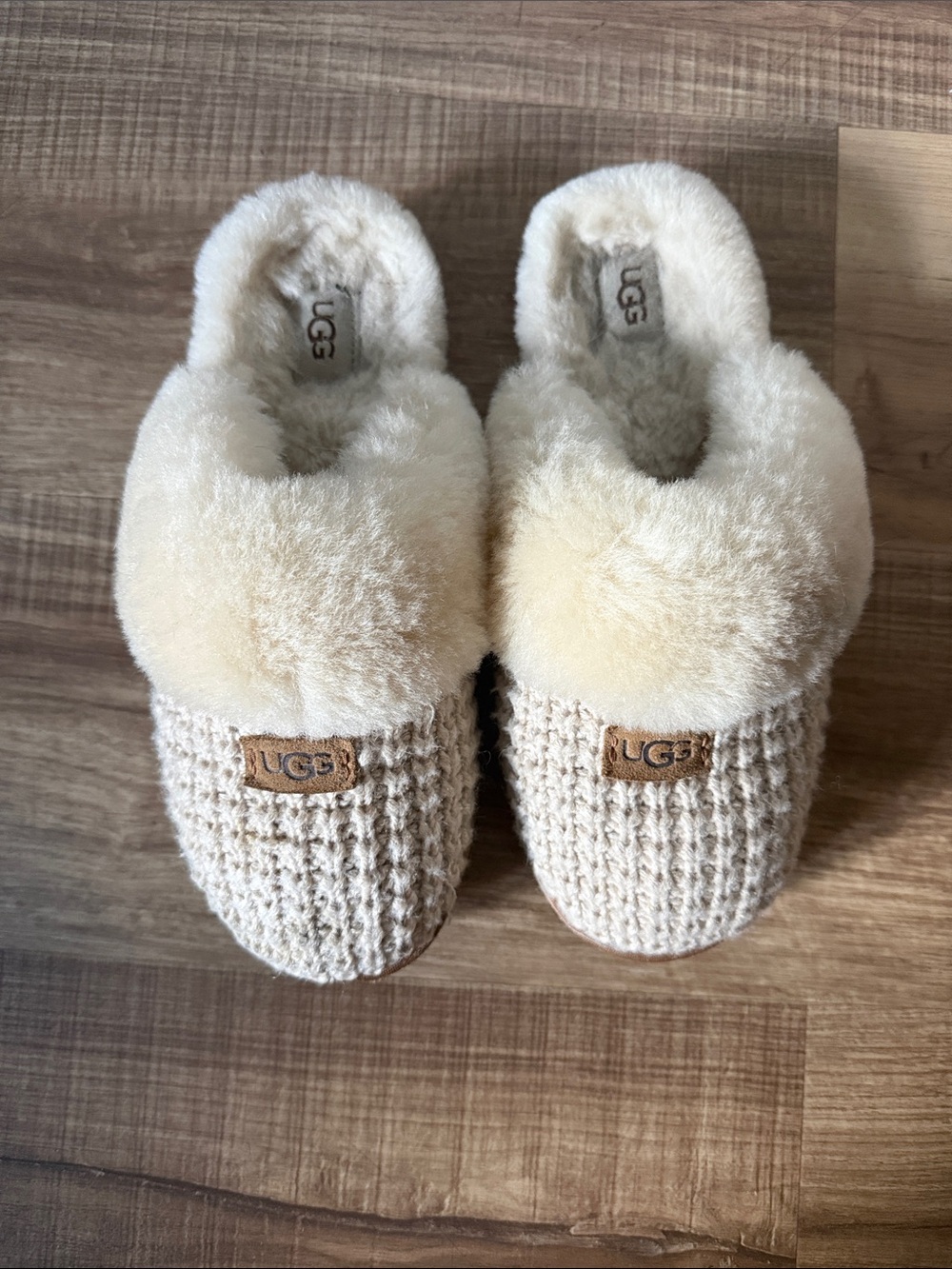 UGG Women's Cream Knit Shearling Slip-On Slippers